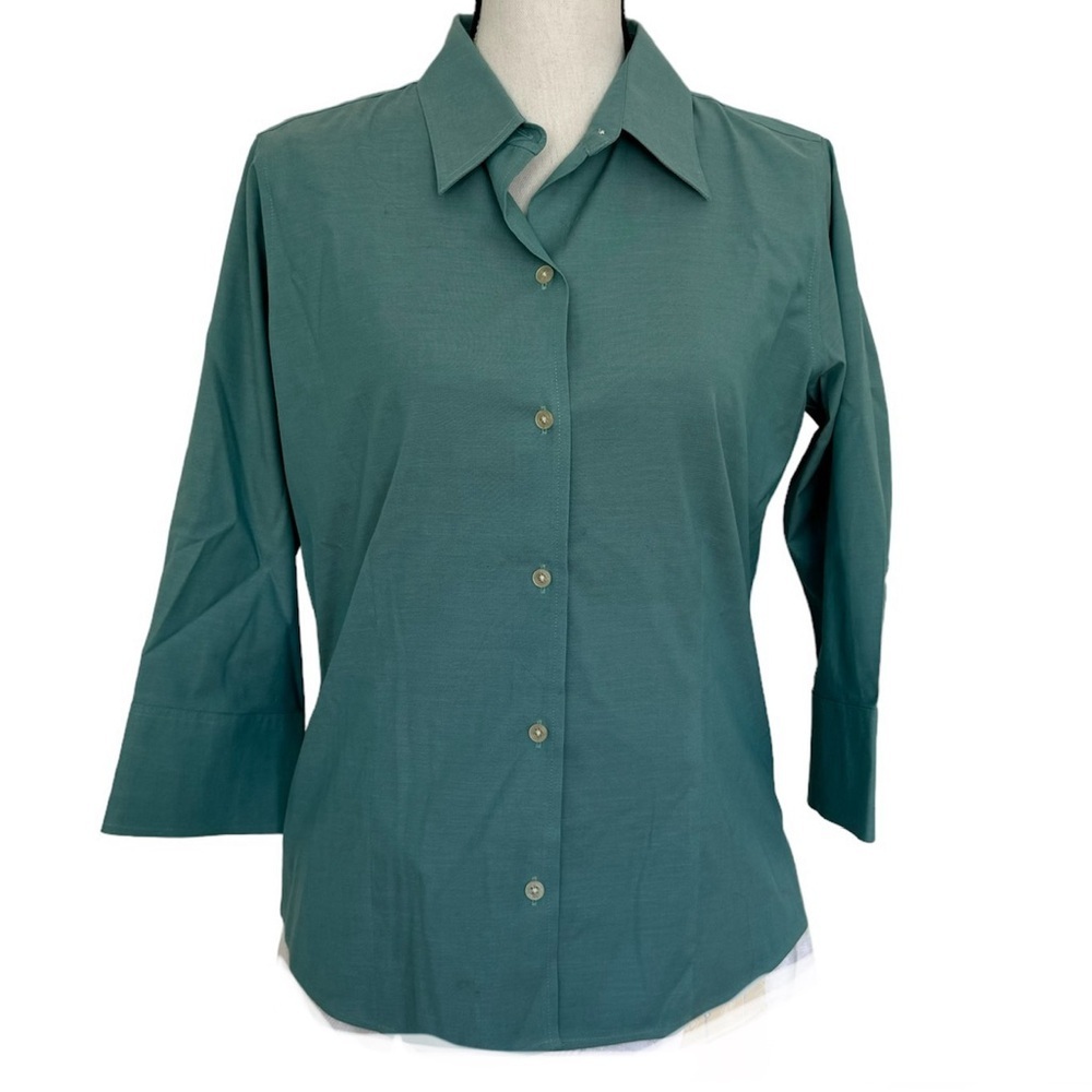 Eddie Bauer Wrinkle Resistant Turquoise Cotton Button Down Shirt Size Medium